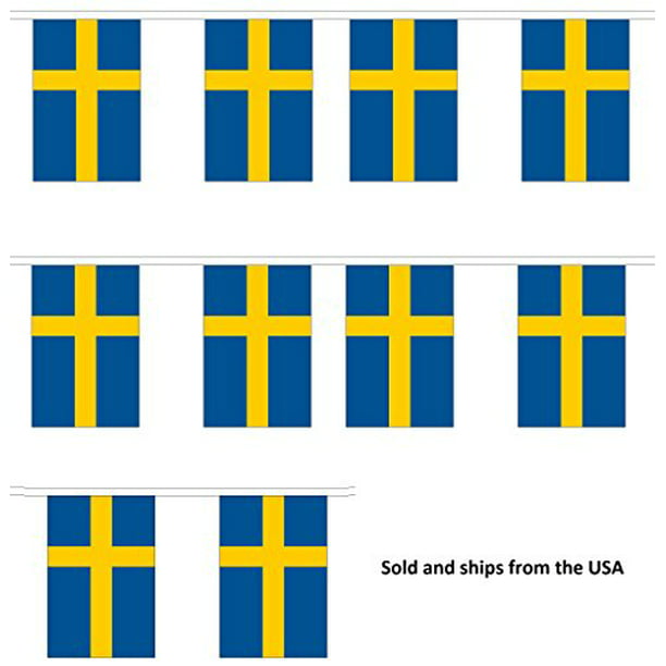 Huge 10 Metres Sweden Swedish Sverige Flag Bunting 